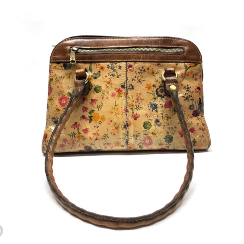 Patricia Nash Tan and Brown Shoulder Bag with Vintage Floral Design